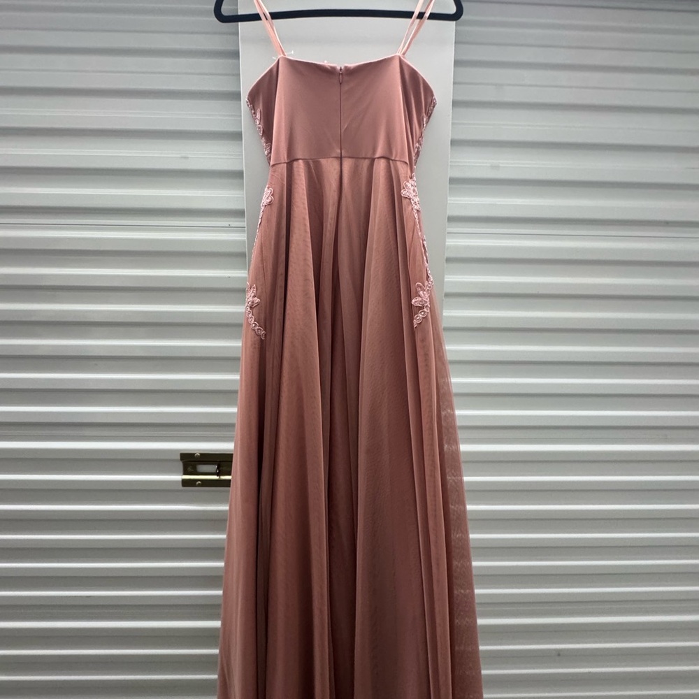 Blondie Nites Dusty Rose Strapless Lace Tulle Gown – Size 7 - Picture 9 of 11